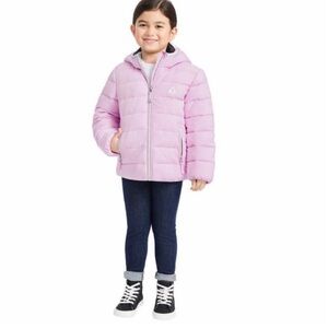 Gerry Girl's Polyfill Bubble Hooded Jersey Lined Winter Jacket 6 Pink Lotus